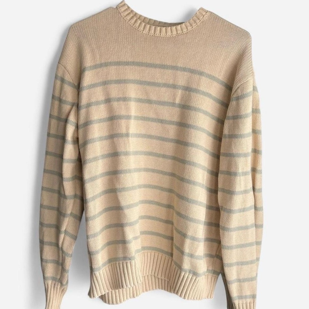 Brandy Melville Beige and Gray Striped Sweater